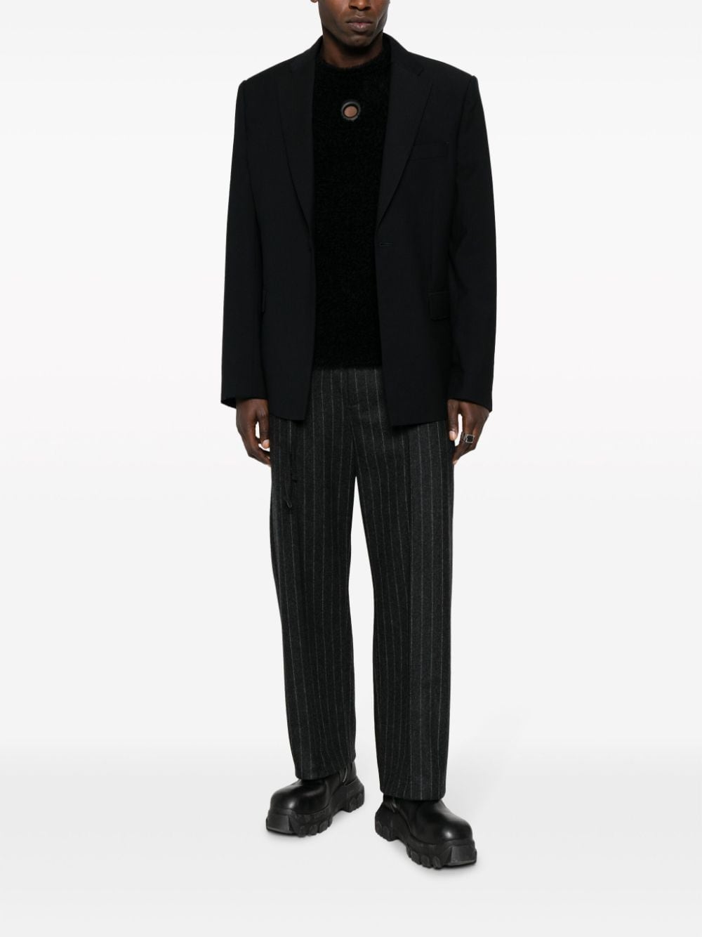 Shop 424 Notched-lapels Single-breasted Blazer In Black