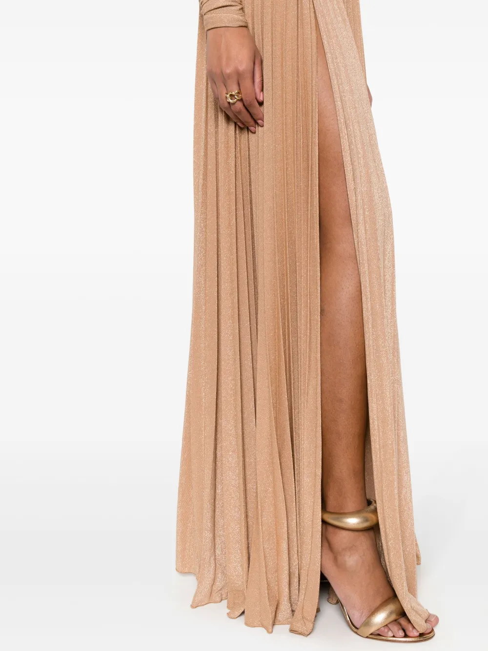 Elisabetta Franchi pleated lurex maxi dress | Smart Closet