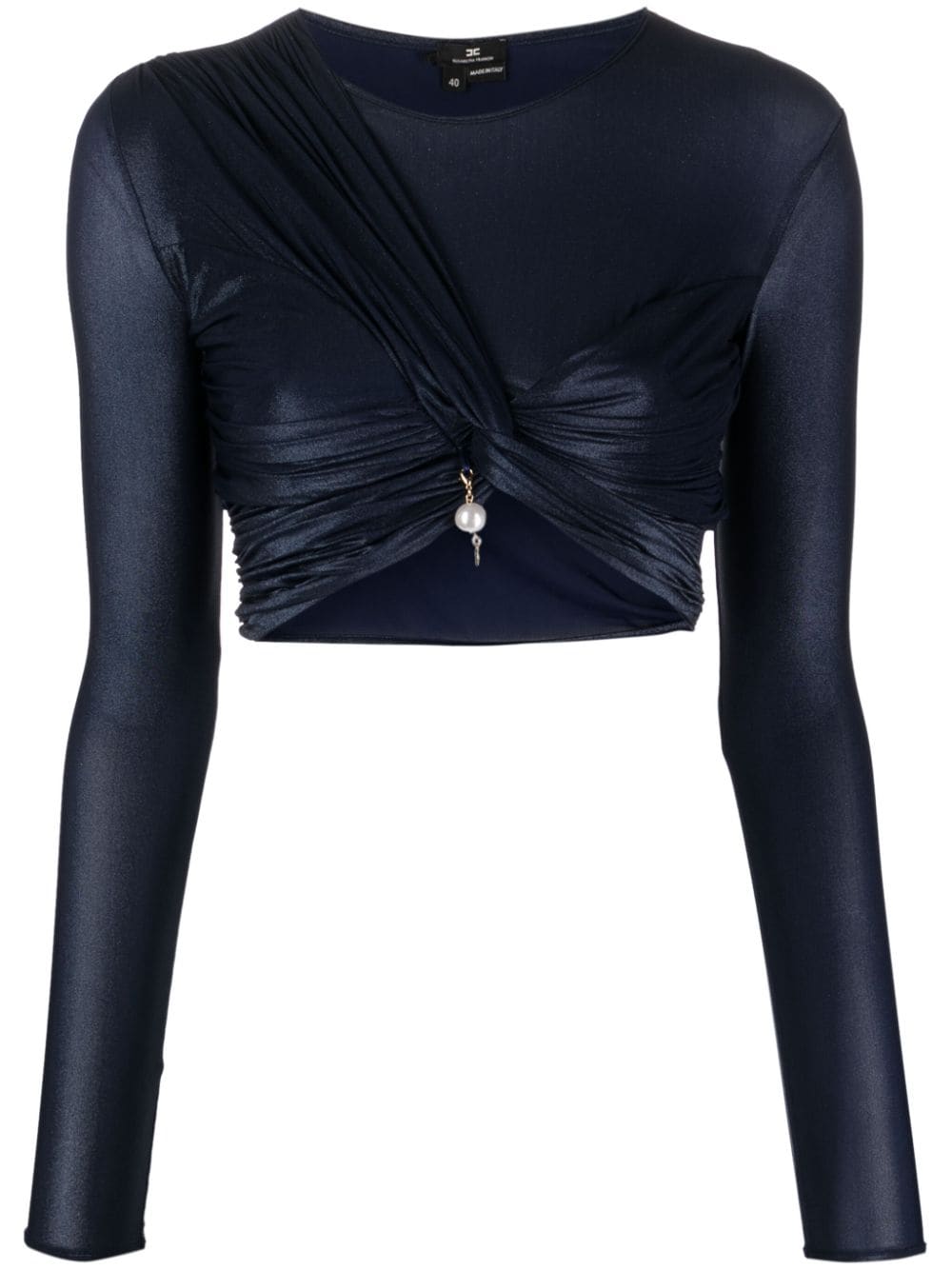 Elisabetta Franchi Draped Laminated Cropped Top - Farfetch