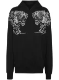 Plein Sport Tiger logo-print cotton hoodie - Black