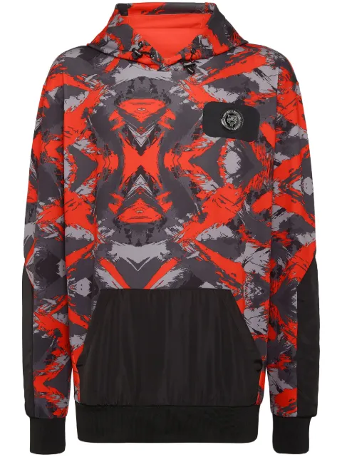 Plein Sport camouflage-print logo-patch hoodie