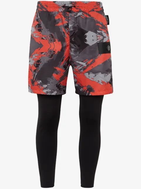 Plein Sport camouflage-print layered track pants