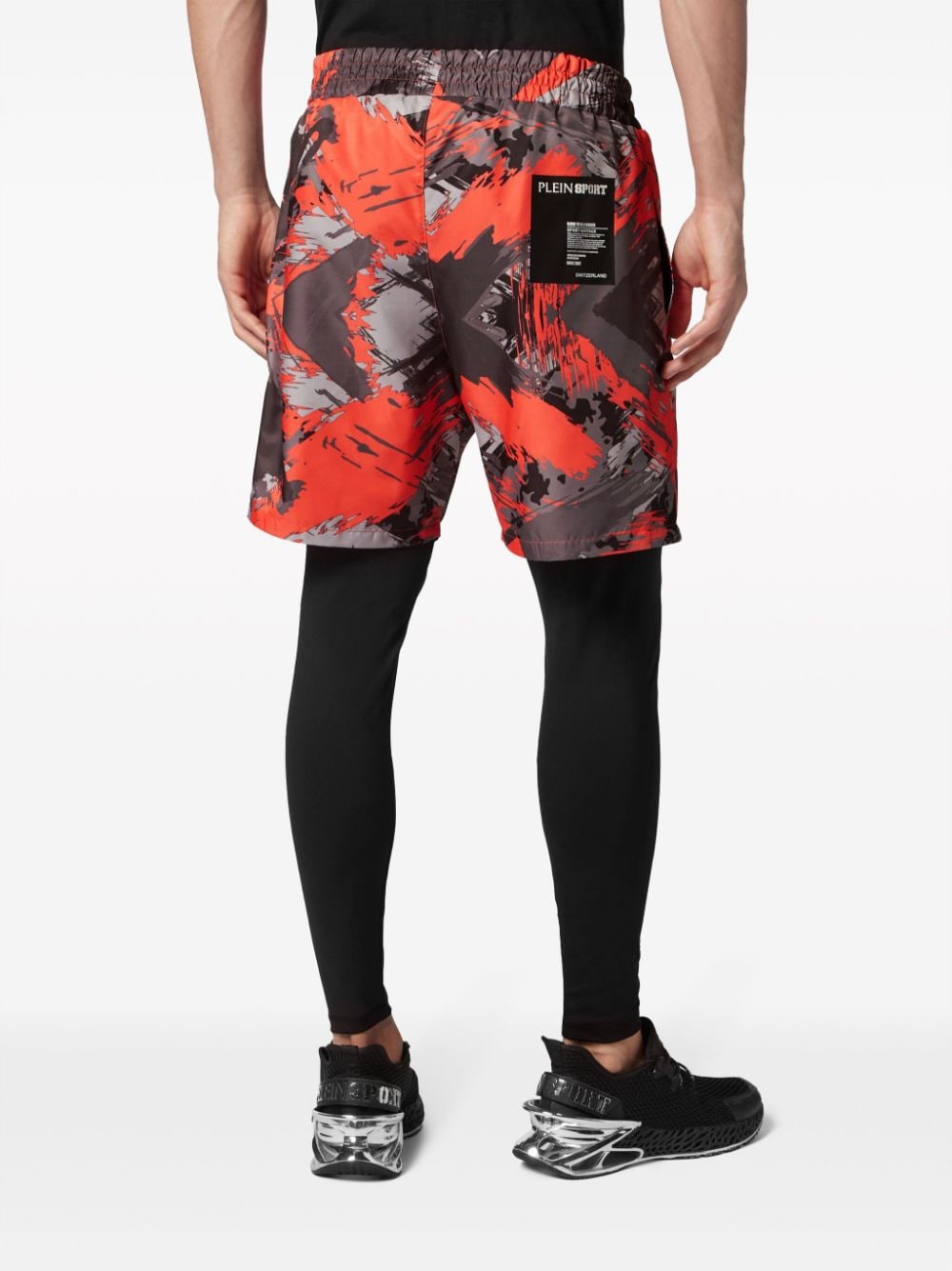 Shop Plein Sport Abstract-print Layered Track Pants In Black