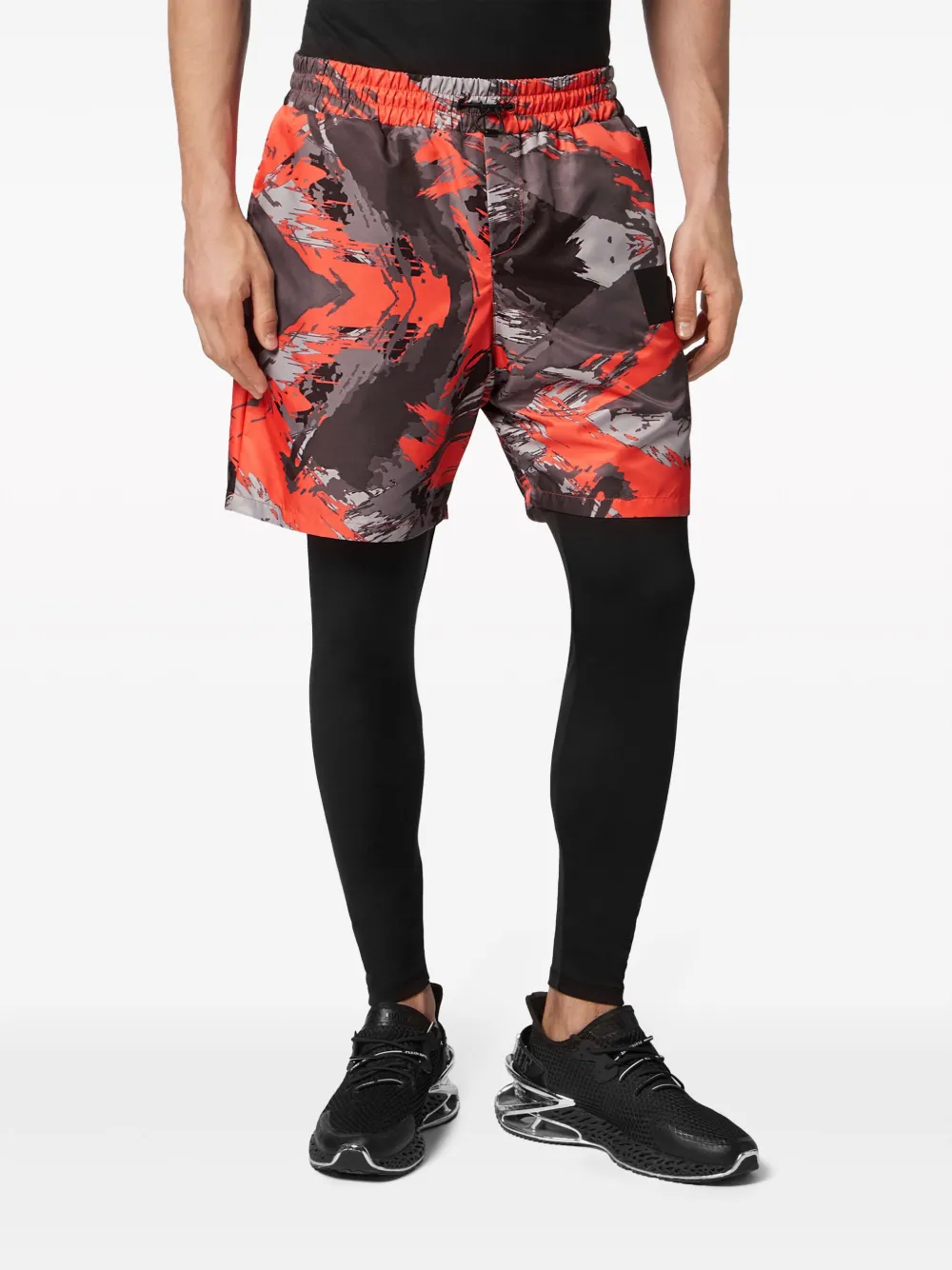 Shop Plein Sport Abstract-print Layered Track Pants In Black