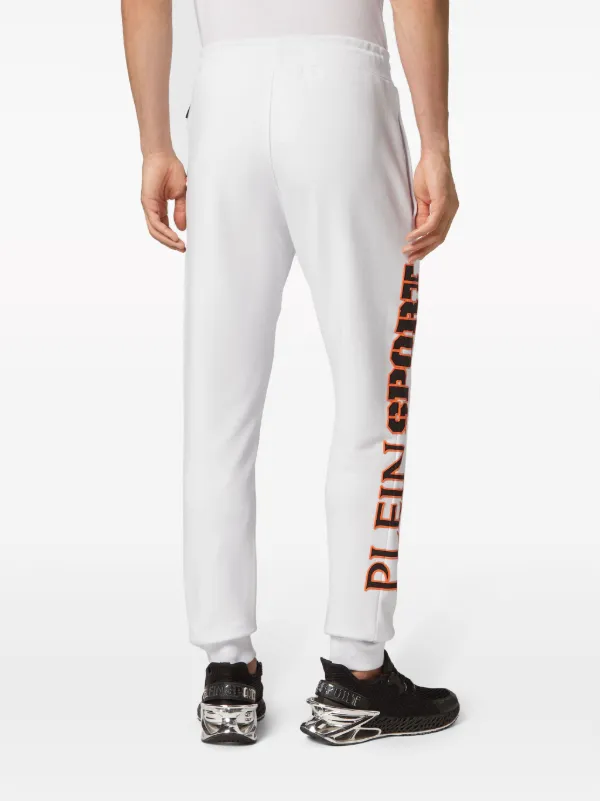 Plein Sport logo print drawstring waistband Track Pants White FARFETCH AE