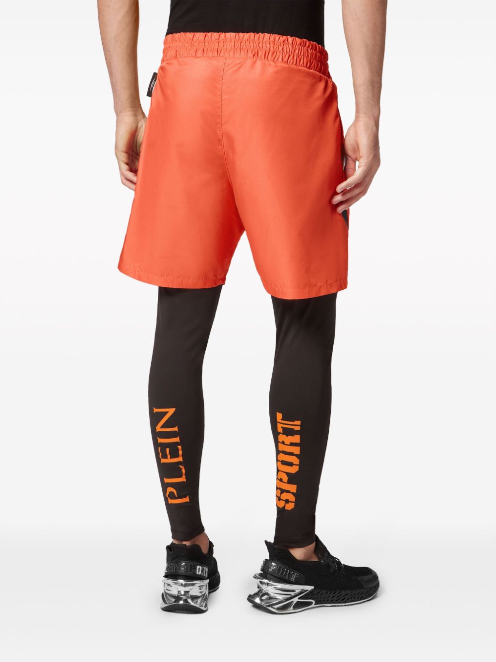 Shop Plein Sport Graphic-print Drawstring Track Shorts In Orange