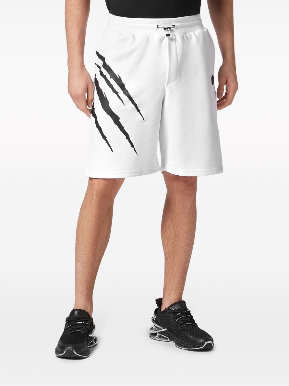 Shop Plein Sport Scratch-print Track Shorts In White