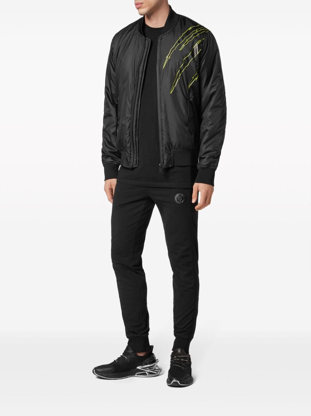 Shop Plein Sport Logo-print Zipped Bomber Jacket In Black