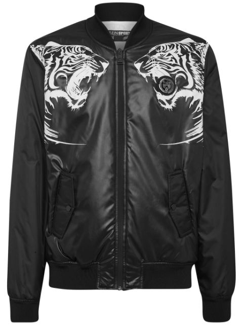 Plein Sport tiger-print zipped bomber jacket