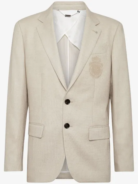 Billionaire logo-patch single-breasted blazer