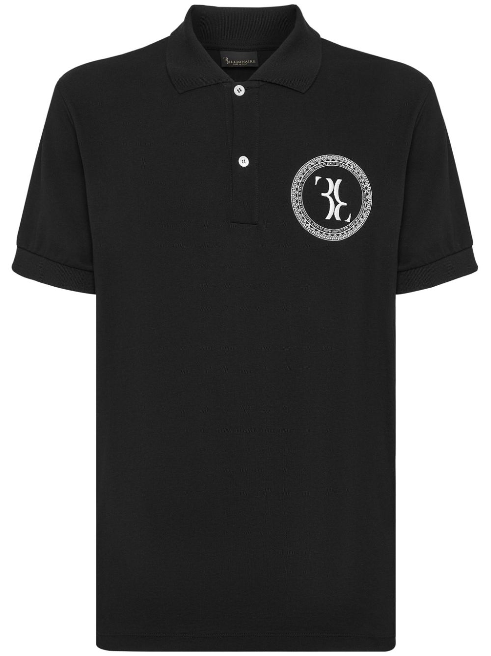 Billionaire Logo-embroidered Cotton Polo Shirt In Black