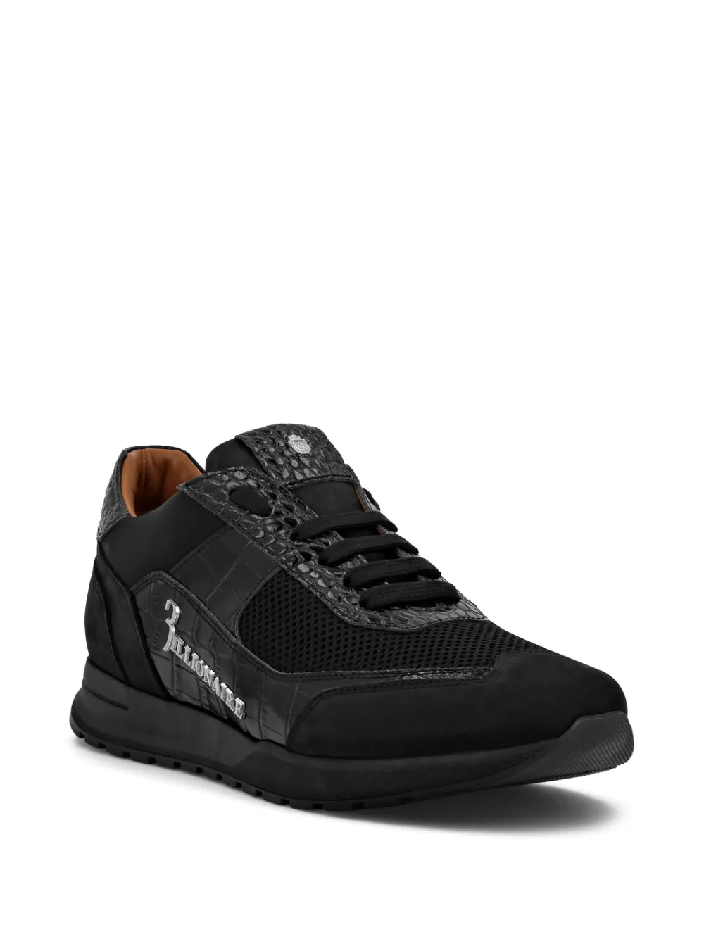 Shop Billionaire Logo-print Panelled Leather Sneakers In Black