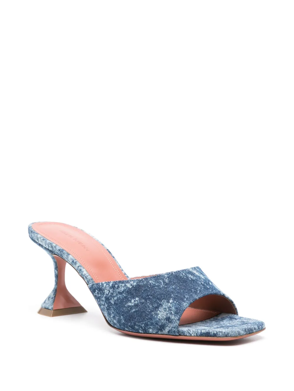 Shop Amina Muaddi Lupita 70mm Denim Mules In Blue