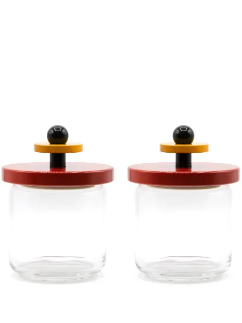 Alessi contrasting-lid transparent glass (set of two)