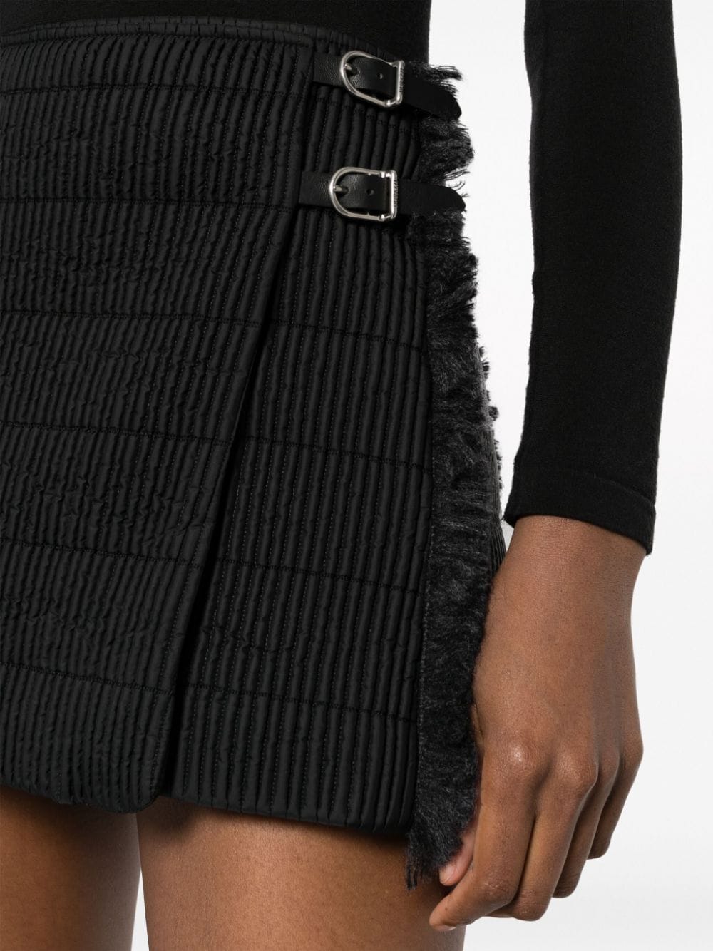 Shop Durazzi Milano Fringed Quilted Miniskirt In Schwarz
