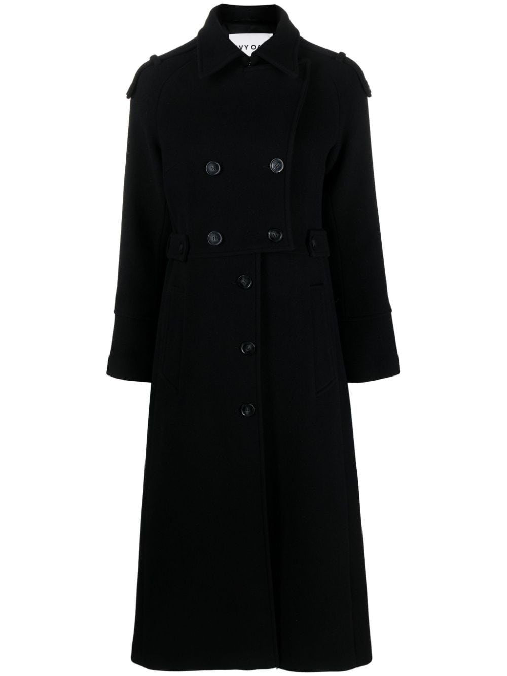 Ivy & Oak Double-breasted Notched Coat In Black