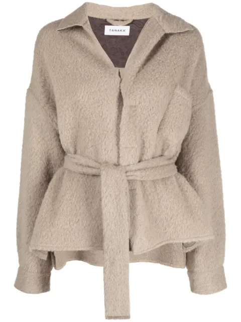Tanaka V-neck belted fleece cardi-coat