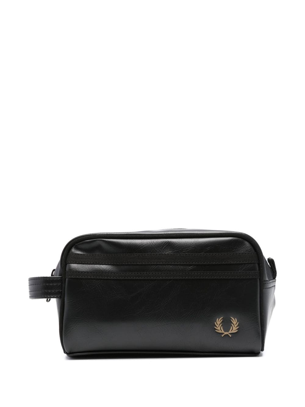 Fred Perry Debossed-logo Faux-leather Wash Bag In Schwarz