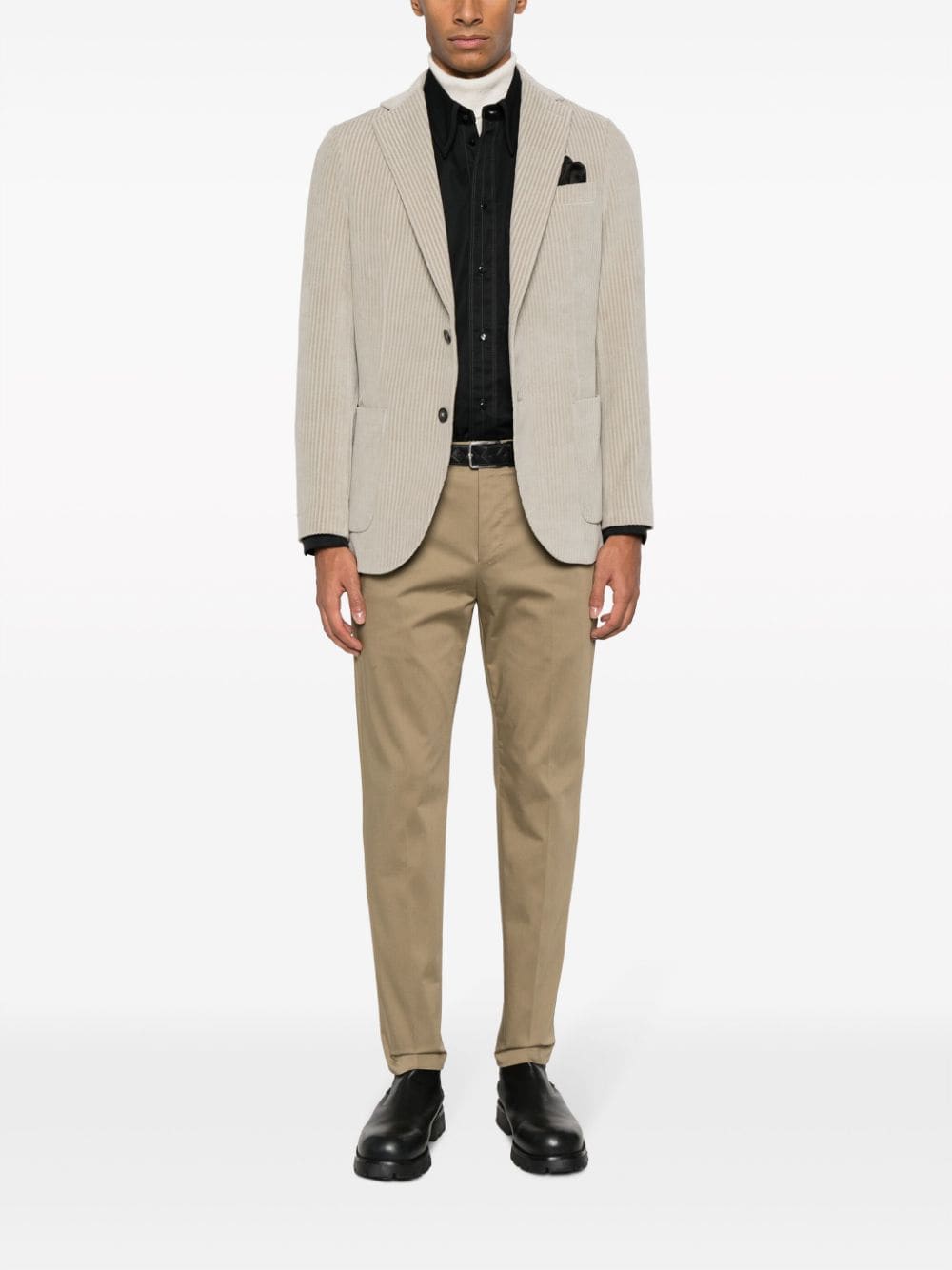 Shop Circolo 1901 Single-breasted Corduroy Blazer In Grey