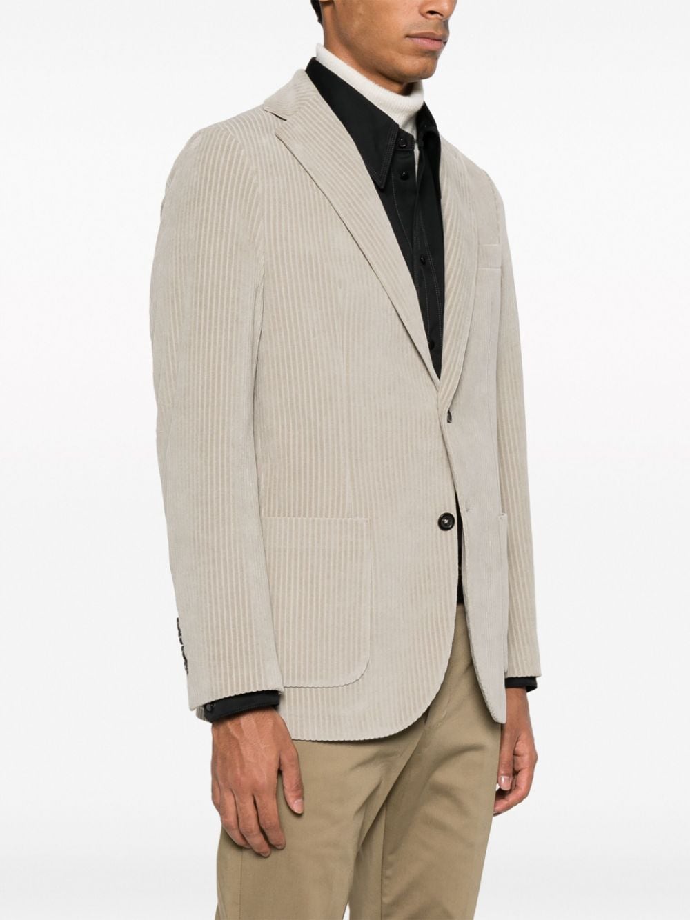 Shop Circolo 1901 Single-breasted Corduroy Blazer In Grey