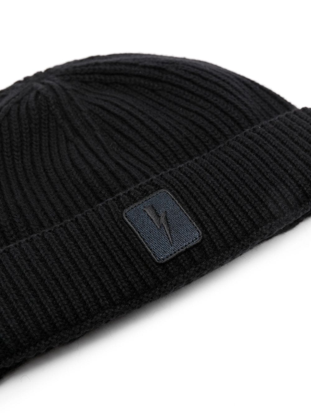 Shop Neil Barrett Logo-embroidered Ribbed Knit Beanie In Black