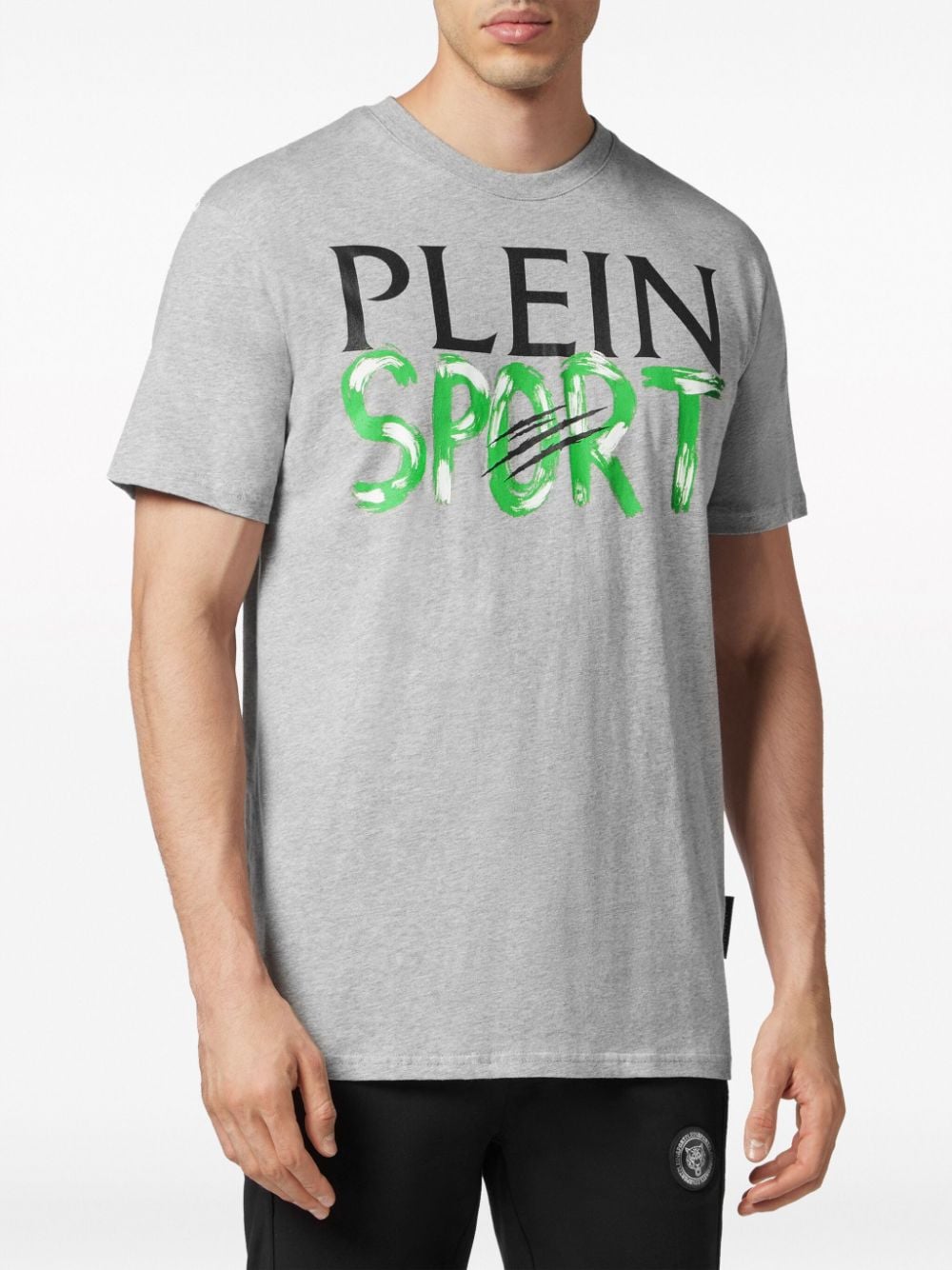 Shop Plein Sport Ss Logo-print Cotton T-shirt In Grey