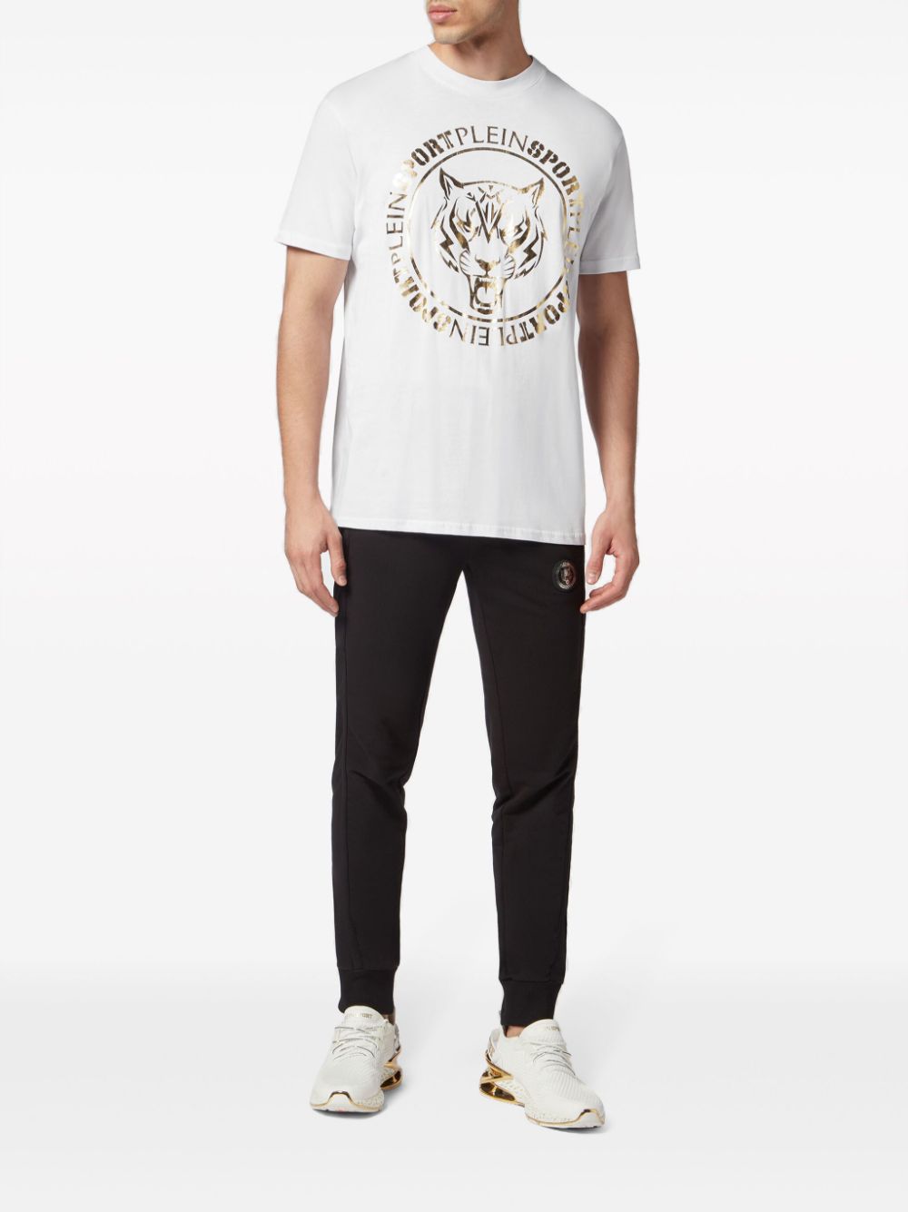 Shop Plein Sport Ss Logo-print Cotton T-shirt In White