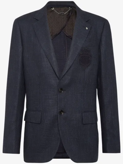 Billionaire logo-patch single-breasted blazer
