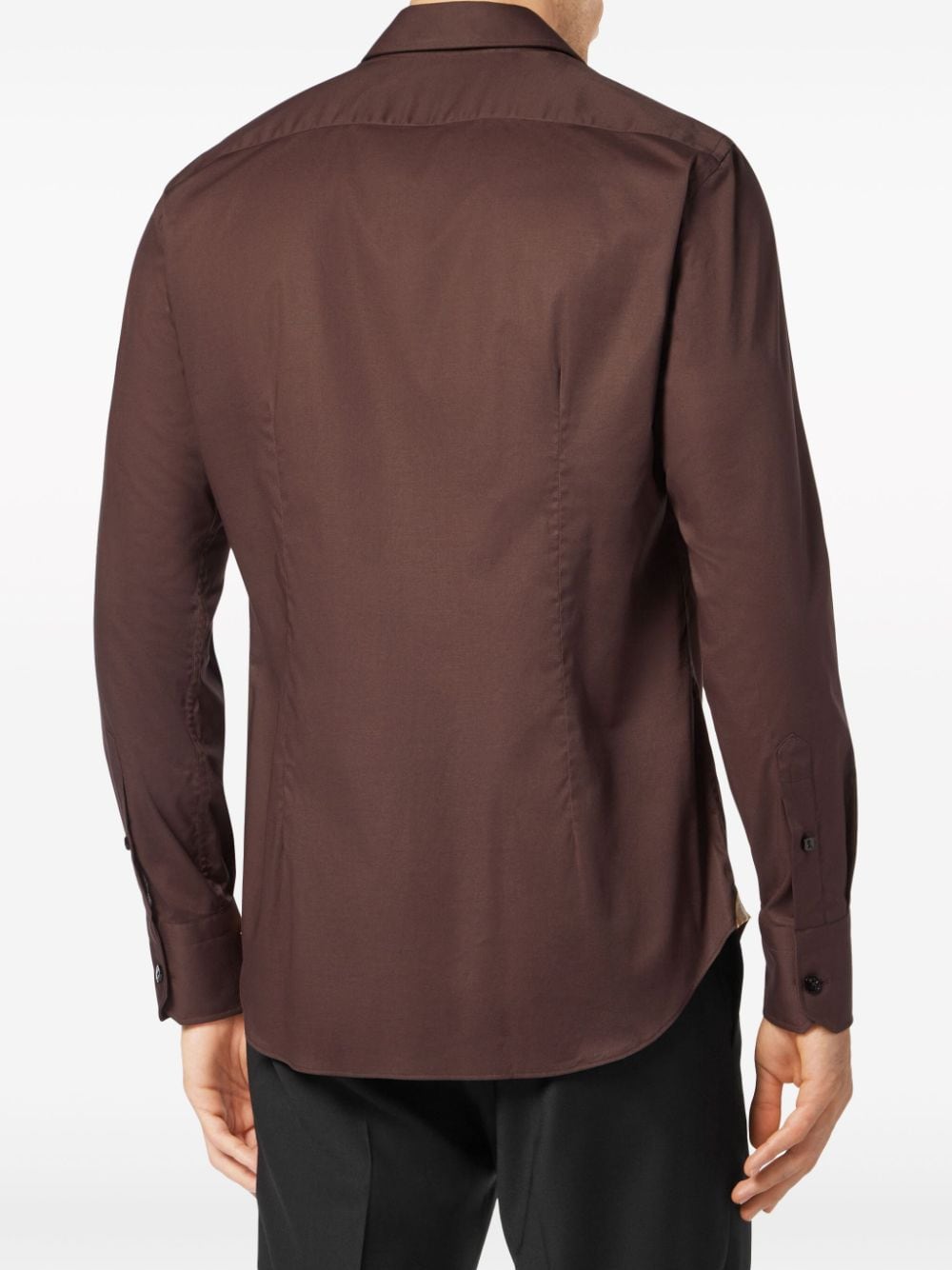 Shop Billionaire Logo-embroidered Stretch-cotton Shirt In Brown