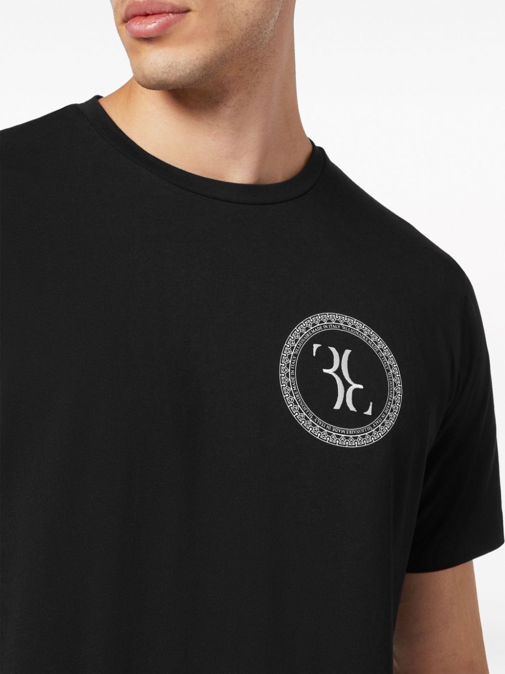 Shop Billionaire Logo-print Cotton T-shirt In Black
