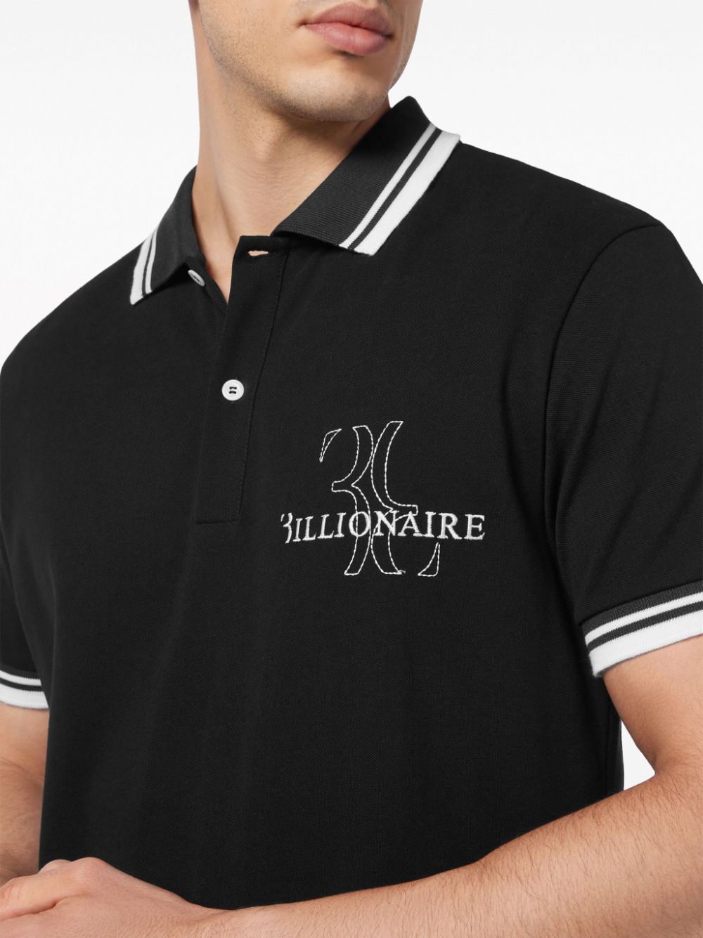 Shop Billionaire Logo-embroidered Polo Shirt In Black