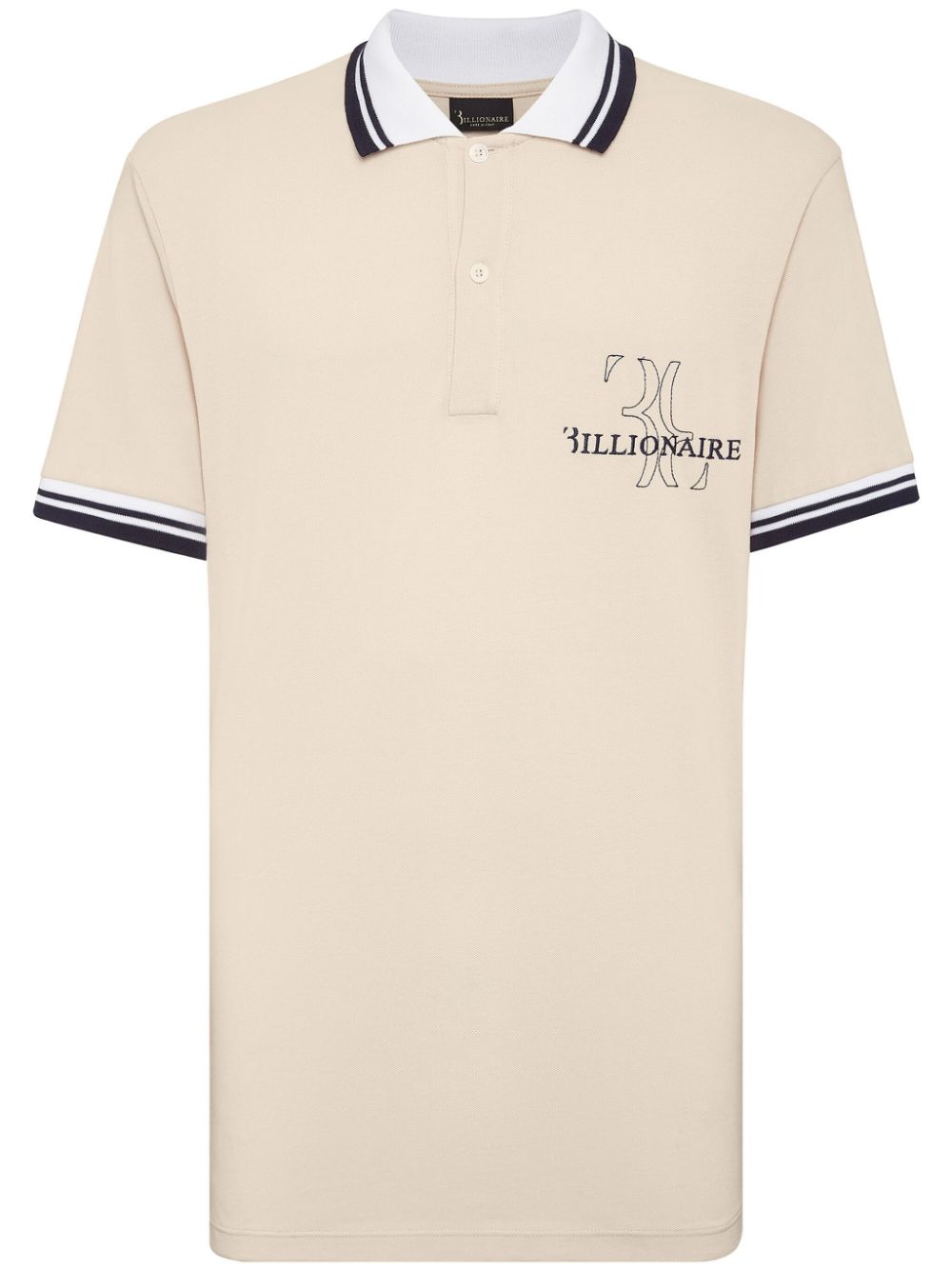 Billionaire Logo-embroidered Cotton Polo Shirt In Neutrals