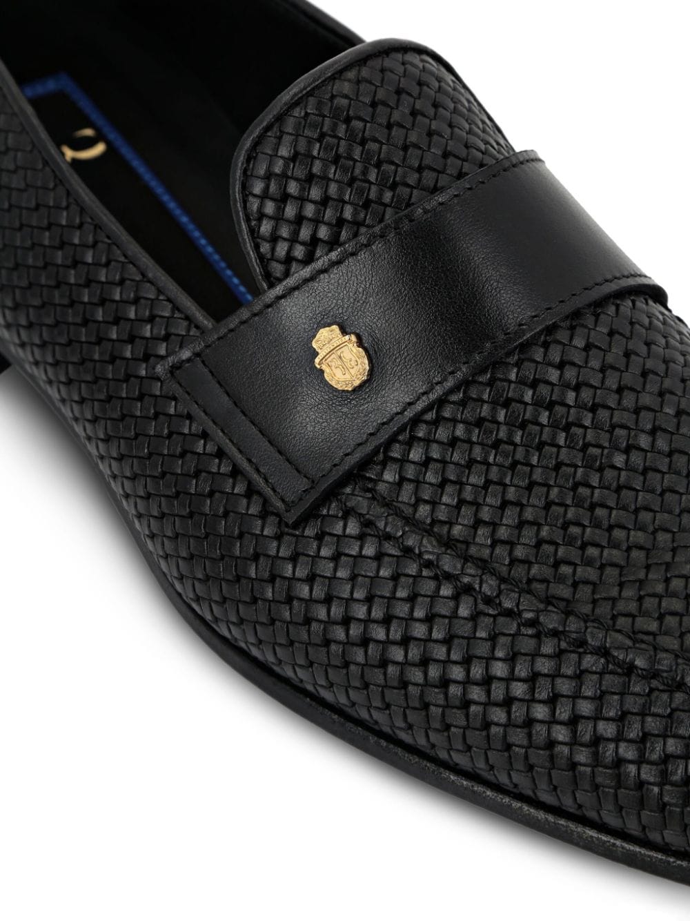 Shop Billionaire Basketweave Leather Loafers In Black