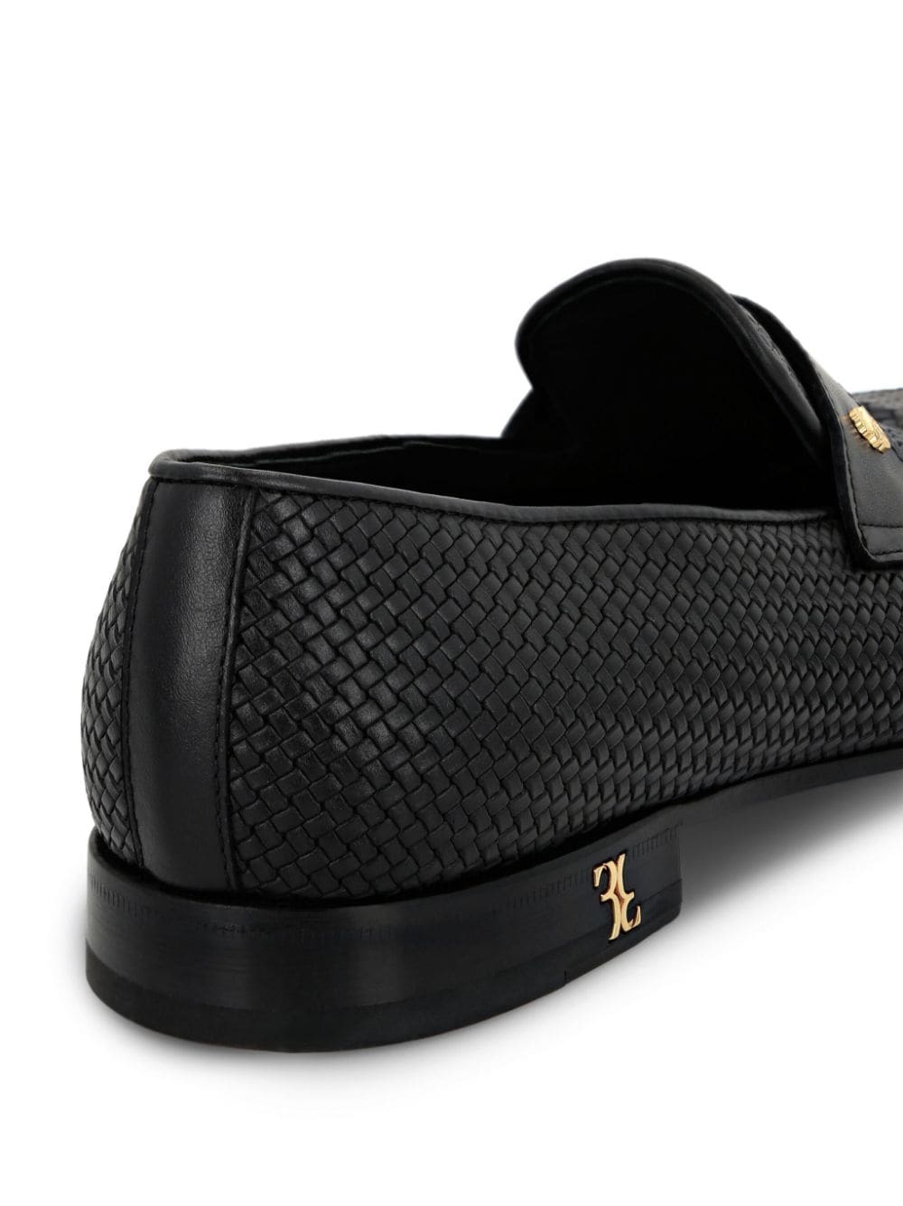 Shop Billionaire Basketweave Leather Loafers In Black