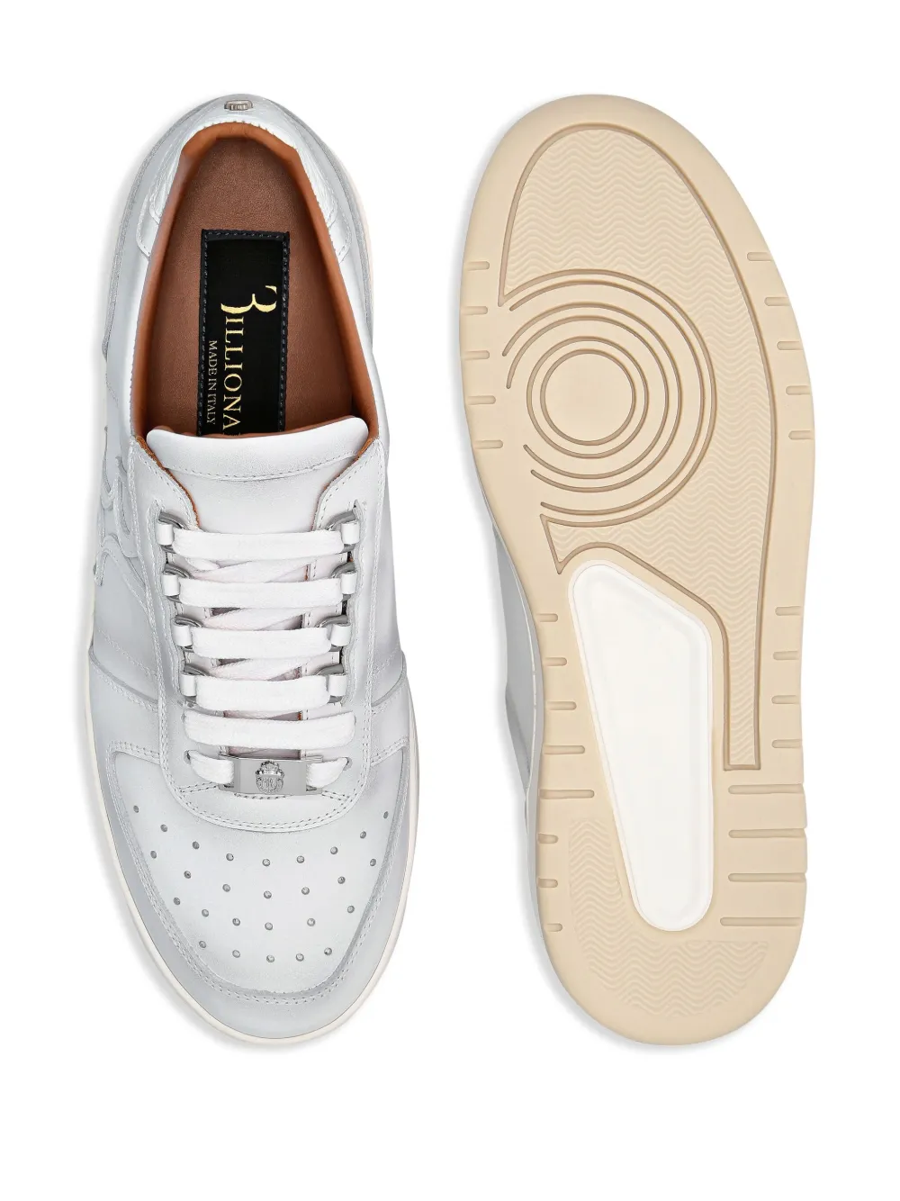 Shop Billionaire Croc-effect Leather Low-top Sneakers In White