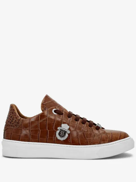 Billionaire logo-appliqué crocodile-effect sneakers