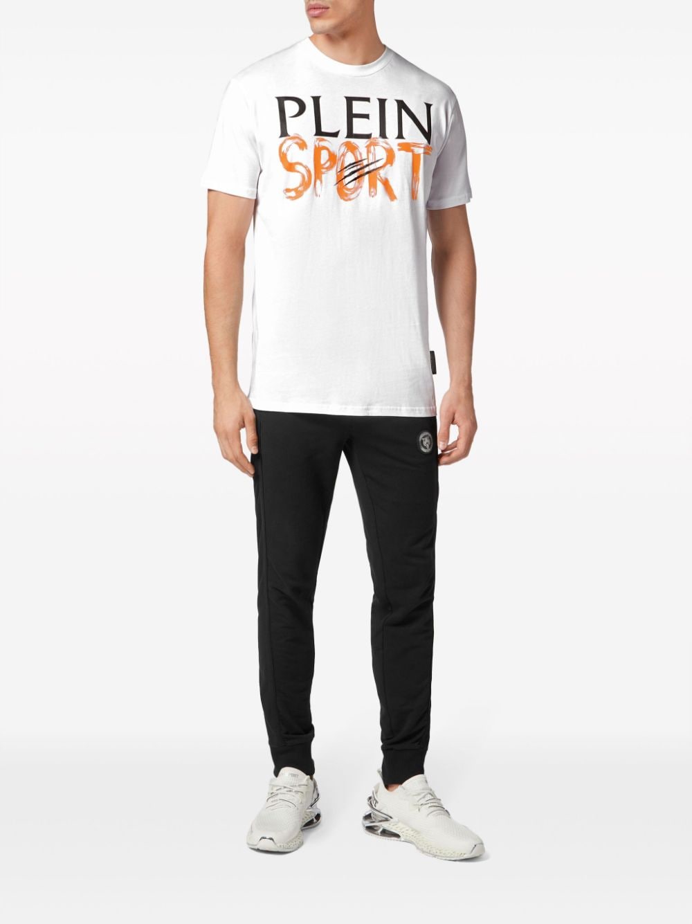 Shop Plein Sport Ss Logo-print Cotton T-shirt In White