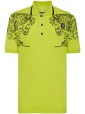 Plein Sport Tiger-print cotton polo shirt - Yellow