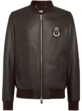 Billionaire logo-patch leather bomber jacket - Brown