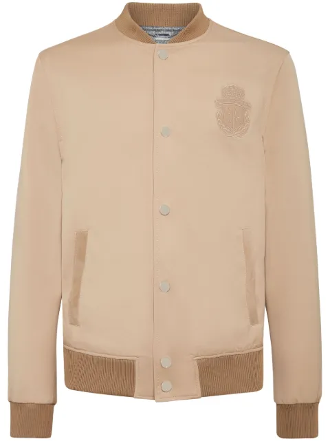 Billionaire veste bomber boutonnée à patch logo 