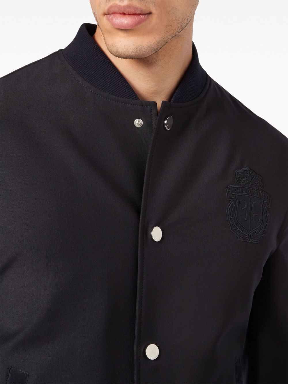 Shop Billionaire Logo-embroidered Bomber Jacket In Blue