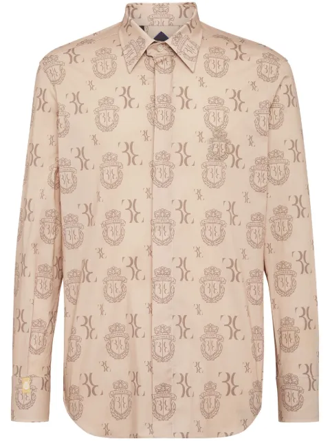Billionaire logo-print stretch-cotton shirt