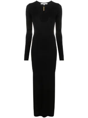 chinese dress ladies Black Knit Long Sleeve Collared Midi Dress – AX Paris main image 1