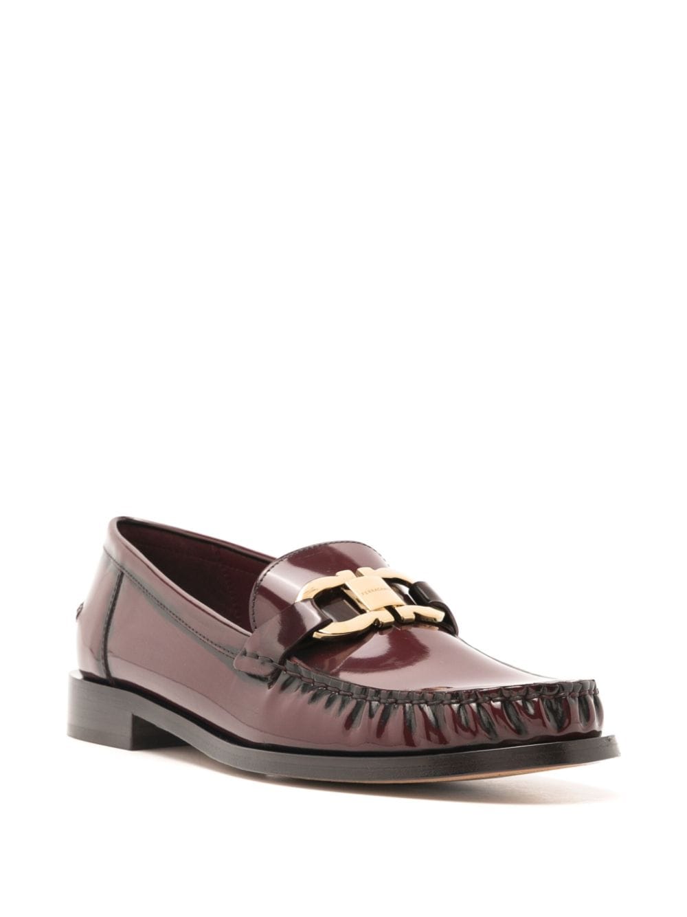 Shop Ferragamo Gancini-plaque Leather Loafers In Brown