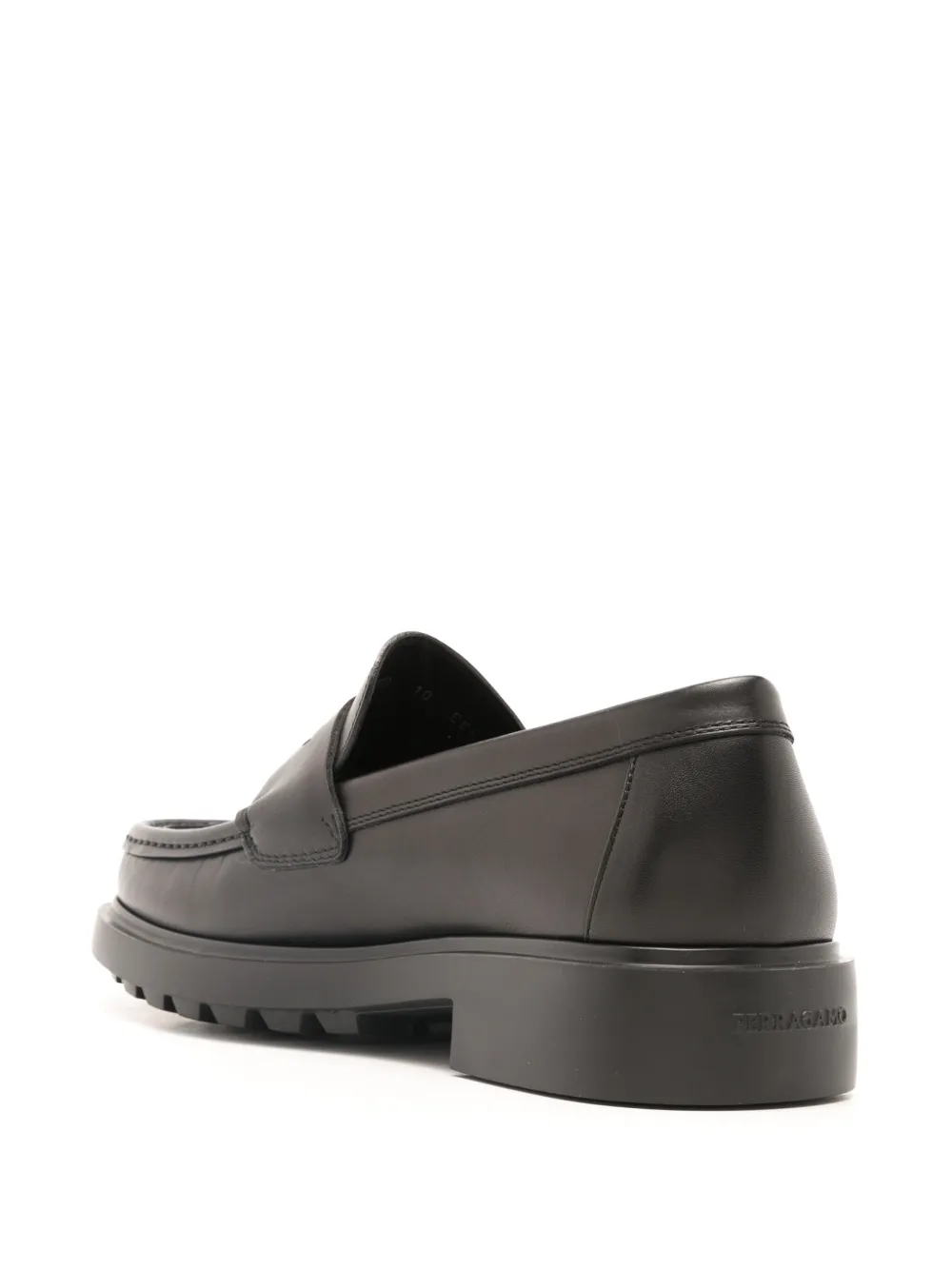 Ferragamo Penny-slot Leather Loafers In 黑色