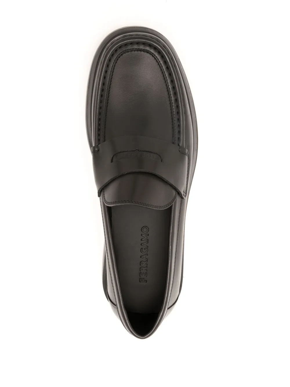 Ferragamo Penny-slot Leather Loafers In 黑色