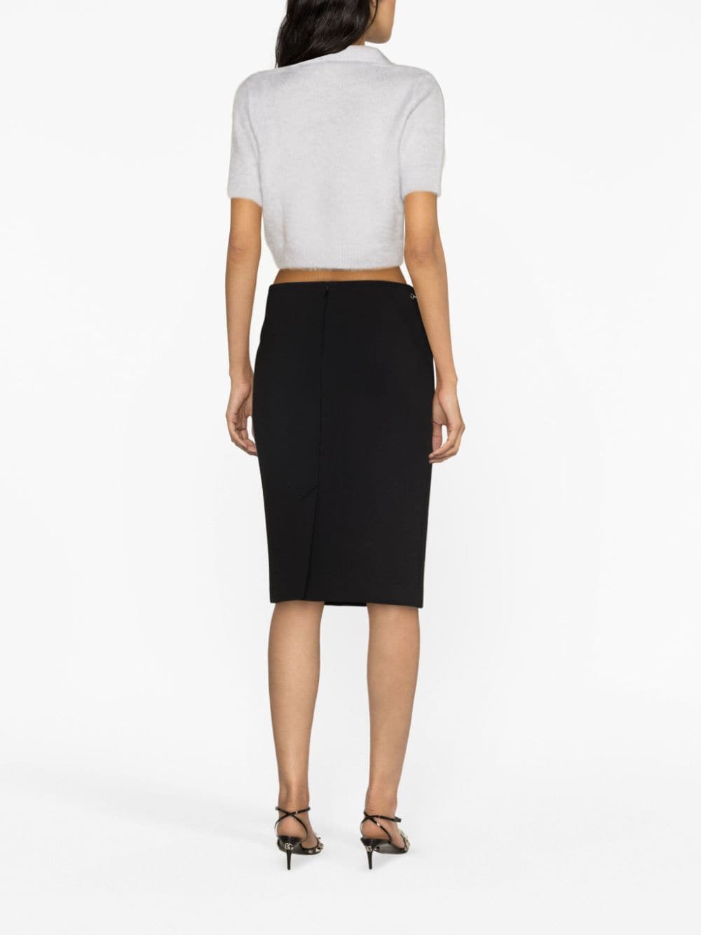 Shop Gucci Horsebit Midi Skirt In Black