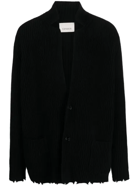 Laneus distressed-effect wool cardigan