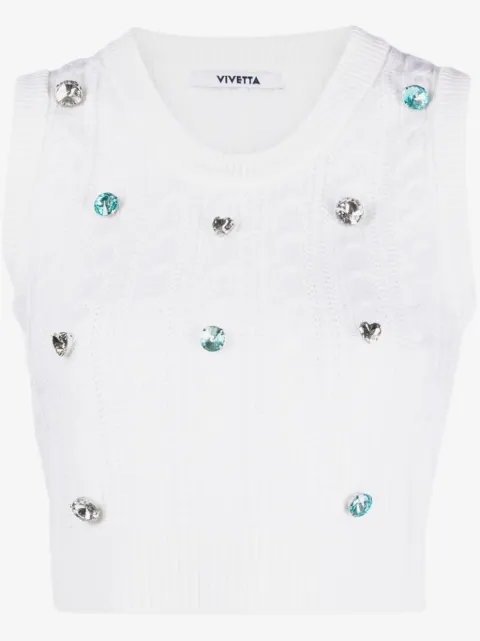 Vivetta gemstone-detail cable-knit vest
