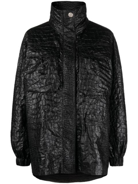 Versace crocodile-effect faux-leather jacket